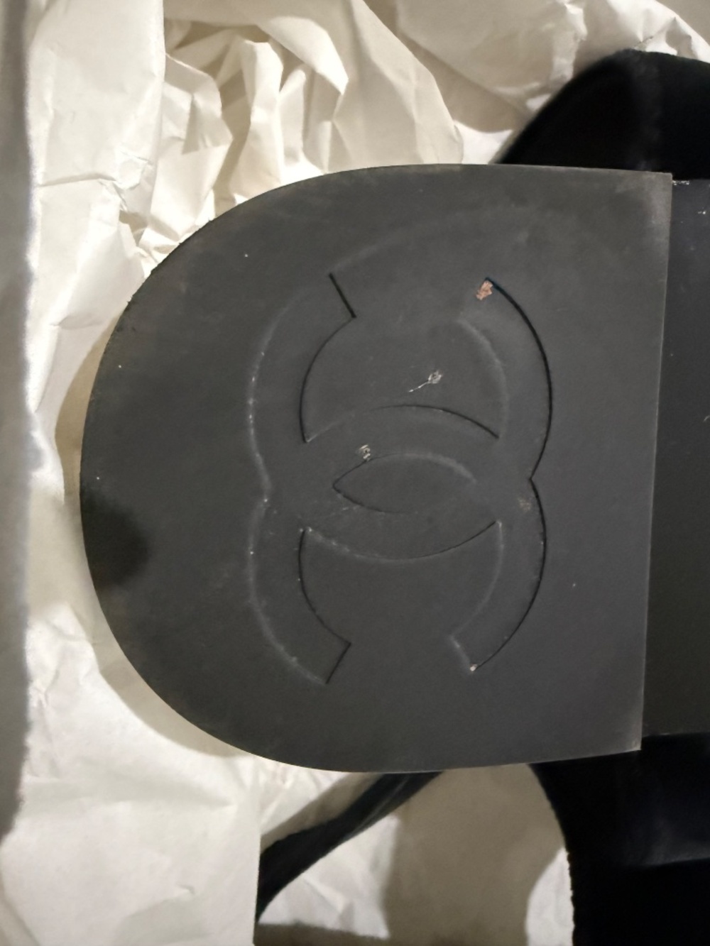 Authentic Chanel Black Velvet Dad Sandals - Picture 6 of 9